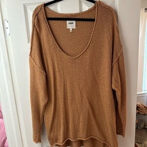 Aerie V-Neck Sweater in Warm Tan